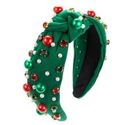 Diadema de Navidad para mujer, diadema de perlas con diamantes de imitación de cristal, para Navidad, Halloween, otoño, día de San Valentín, nudo para el pelo, accesorio festivo para el cabello de