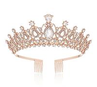 Diadema de novia completa con peine de fijación para boda, fiesta, tocado con diamantes de imitación, para cumpleaños de mujer