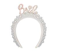 Diadema de novia para despedida de soltera, tocado de fiesta de boda, tocado de perlas artificiales con letras para novia, decoración para el cabello femenino