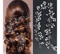 Diadema De Novia Para Pelo,Boda Perla Pelo Vine Rhinestones Nupcial Tocado,Para Mujeres niñas En Fiesta Velada 1 Piezas Plata