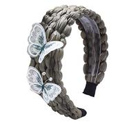 Diadema de nudo trenzado hecha a mano para mujeres y niñas, bordado 3D para el pelo de mariposa, color sólido, banda de plástico antideslizante, para niñas de 8 a 12 años