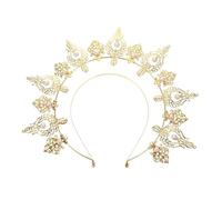 Diadema de Nuestra Señora Diademas de Metal for Mujer Tocado Diademas Doradas for Mujer Diadema Disfraz Diadema Doble Reina Coronas de Boda Diosa Señorita Línea Metálica/80(27.00X23.00X1.00CM)