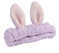 Diadema de oreja de conejo estéreo de color sólido, accesorios para el cabello, antideslizante, máscara de lavado facial, aro para lavar la cabeza, aro para el cabello, cubierta para la cabeza (morado