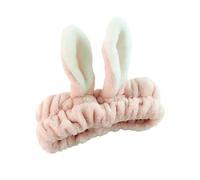 Diadema de oreja de conejo estéreo de color sólido, accesorios para el cabello, antideslizante, máscara de lavado facial, aro para la cabeza, aro para lavar el cabello (rosa)