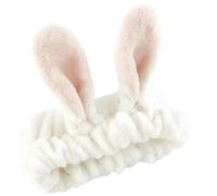 Diadema de oreja de conejo estéreo de color sólido, accesorios para el pelo, antideslizante, máscara de lavado facial, aro para lavar la cabeza (blanco)