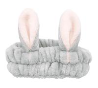 Diadema de oreja de conejo estéreo de color sólido, accesorios para el pelo, antideslizante, máscara de lavado facial, aro para la cabeza, aro para lavar la cabeza (gris)
