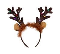 Diadema de orejas de ciervo de Navidad, diadema de cuernos de felpa, diadema de cuernos de reno de Navidad, fiesta festiva, accesorios de disfraz, café