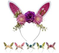 Diadema De Orejas De Conejo De Pascua - Diadema Para Fiesta De 10,24 Pulgadas - Accesorio De Disfraz Ajustable, Suave | Decoración Cosplay De Dibujos Animados Con Brillo | Banda Para El Cabello Fesțiv