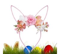 Diadema de orejas de conejo, disfraz con flores, diademas de Pascua para niñas, para disfraz, Navidad, Halloween, fiesta, día de San Valentín, mujeres