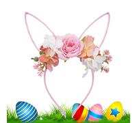 Diadema De Orejas De Conejo Para Disfraces | De Vestir Con Flores Adornadas,Orejas de Conejo Infantiles para Pascua | Para Disfraces De Mujer Y Niño En Fiestas De Pascua Halloween Navidad Y San