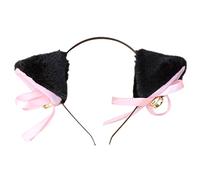 Diadema de orejas de gato con campana, felpa, negro, para obras de teatro, producciones teatrales, disfraz de Halloween y Navidad