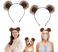 Diadema de orejas de oso movible, aro de pelo de animal marrón de felpa suave para mujeres y adolescentes, lindas orejas de ardilla para el cuidado de la piel, maquillaje, cosplay, accesorio de fiesta