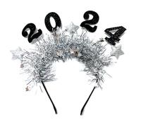 Diadema de oropel 2024 para el pelo de feliz año nuevo 2024, aro de oropel para fiesta de Navidad, disfraz para accesorios de fotos