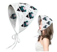 Diadema de pañuelo, bufanda gótica de pañuelo de crochet de Halloween con correas Triangle Spider Web Hollow Hollow Breadable Frog Pattern Crochet Bandana para mujeres, niña (blanca)