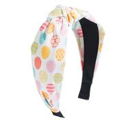 Diadema de Pascua - Diadema anudada de 1.5 pulgadas con estampado de conejo y huevo, accesorios para el cabello de para mujeres y niñas, cómodas y elásticas para fiestas