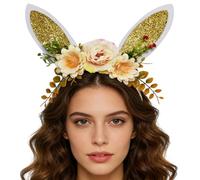 Diadema de Pascua: Orejas de conejo con purpurina de 10,24 pulgadas, accesorio de cosplay de dibujos animados, decoración para con banda de tela suave ajustable | Cumpleaños Maquillaje