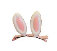 Diadema de Pascua rosa con lazo rosa de Pascua para bebé, diadema para el pelo JHE20 (clip para el cabello, orejas rosas)