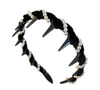 Diadema de Pearl Pearl - Headsele Wave con peine dientes | Banda para la novia de la novia de boda que no es deslizamiento, accesorio de cabello elegante para mujeres, fiesta, fiesta de graduación, da