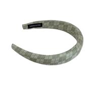 Diadema de pelo ancho a cuadros, banda de otoño sólida, accesorios coreanos, dulces, adultos, maquillaje, liderazgo, moda, popular 2025 (diadema a cuadros verdes)