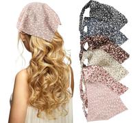 Diadema de pelo para mujer, con flores y bandana, para mujer, para mujer, niña, elástica, suave, fina, para fiestas de viaje (6 unidades, talla única)