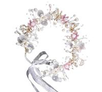 Diadema de perlas brillantes para niñas, cinta tejida a mano, para desfiles, bailes, princesas, accesorios para el cabello, accesorios para el escenario