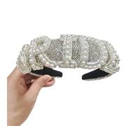 Diadema de perlas completas para novia, decoración de despedida de soltera, diadema de cuentas brillantes para despedida de soltera