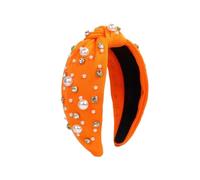 Diadema de Perlas con Nudo Diadema con nudo de tela rosa for mujer decoración perlas imitación y diamantes(Orange)