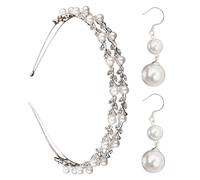 Diadema De Perlas De Doble Capa De 1 Pieza Y 1 Par De Pendientes De Perlas, Diadema Elee, Accesorios De Moda Para Todos Los Partidos, Accesorios Para Mujer, Accesorios Nupciales
