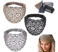 Diadema de perlas de encaje, elegantes diademas anchas con cuentas florales para mujer, 2025, accesorios para el cabello, cómodos y transpirables (3 unidades, talla única)
