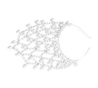 Diadema de perlas de imitación, diadema trenzada con perlas completas para bodas, concursos y bailes, elegante accesorio para el pelo, diadema de perlas de imitación, flecos asimétricos, diadema de