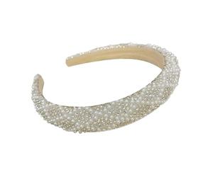 Diadema de perlas de lujo con detalles de diamantes de imitación, gran accesorio para la cabeza para bodas, bailes de graduación y sesiones de fotos, diadema de perlas