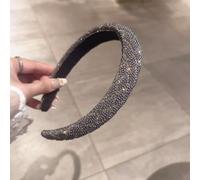 Diadema de perlas, diadema de diamantes de imitación con efecto de corona alta, base de esponja suave para comodidad durante todo el día, estilo elegante y dulce para mujeres (gris)