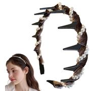 Diadema de perlas para niñas, con dientes de perlas, bandas para el pelo ondulado - bandas de cerebro de no antideslizantes para el cabello para mujeres