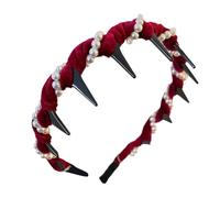 Diadema de perlas para niñas, con dientes de perlas | Joyas de cabeza ondulada, bandas de cerebro de perlas de moda, no antideslizantes, accesorios para el cabello para mujeres