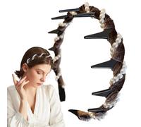 Diadema de perlas para niñas, diadema de perlas de niñas - Headtawe de ola | Bodas de boda que no son deslizantes para la cabeza de los dientes de los dientes de la banda para la banda para mujeres pa