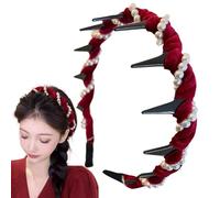 Diadema de perlas para niñas, diademas de perlas, bandas para el pelo ondulado | Cintas de cerebro de perlas de moda no antideslizantes para dientes para el cabello accesorios para mujeres