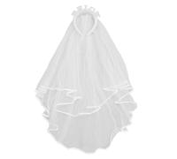 Diadema de perlas para novia con velo, diadema de perlas de diamantes de imitación exquisita brillante y velo blanco de doble capa para accesorios nupciales de boda, malla de