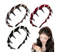 Diadema De Perlas Vintage | 3 Piezas Decorativas para el Pelo,Diadema De Aro Con Dientes Para Mujeres Y Ninas Para Playa Boda Cita Fiesta Novia Trabajo Cena Banquete Escuela