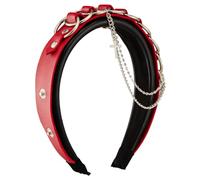 Diadema de piel sintética con hebilla para mujer, con colgante de cadena, juego de roles, diadema de sirvienta, disfraz de fiesta