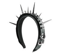 Diadema de piel sintética con remaches de metal punk rock, antideslizante, para mujeres y hombres, club nocturno, festival de música