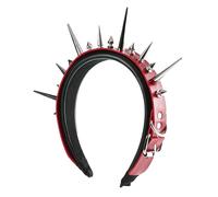 Diadema de piel sintética con remaches de metal punk rock, antideslizante, para mujeres y hombres, club nocturno, festival de música