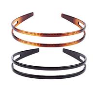 Diadema de plástico duro de 2 piezas diadema de doble diadema de peine de minimalista para mujer (y marrón)