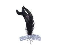 Diadema De Plata Con Plumas Negras Accesorio De Disfraz Elegante De Los Años 20