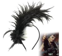 Diadema De Plumas,1920S Tocados de Plumas para el Pelo,Negro Fascinator Retro para Mujeres,Banda Para El Cabello Tocados,Tocado para Mujer,para Día de Pascua,Cóctel Boda Fiesta,Halloween,Carnaval