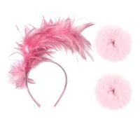 Diadema De Plumas De 1 Pieza Y Gomas Para El Cabello De 2 Piezas, Accesorios Para El Cabello Retro, Accesorios Elees Para El Cabello Para Mujer, Bailes Y Recepciones De Cócteles