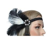 Diadema de plumas para mujer, hecha a mano, para fiesta, fiesta de arte de los años 20