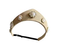 Diadema de poliéster suave con decoración de perlas de inspiración europea, perfecta para el uso diario e incidentes formales, diadema retro con coronilla