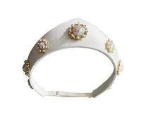 Diadema de poliéster suave con decoración de perlas de inspiración europea, perfecta para el uso diario e incidentes formales, diadema retro con coronilla
