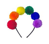 Diadema de pompón de colores para carnaval, fiestas y fiestas - arcoíris - 1 unidad
