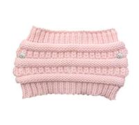 Diadema de punto de ganchillo para mujer con botones extraíbles, moño alto desordenado, cola de caballo, diadema ancha, color liso